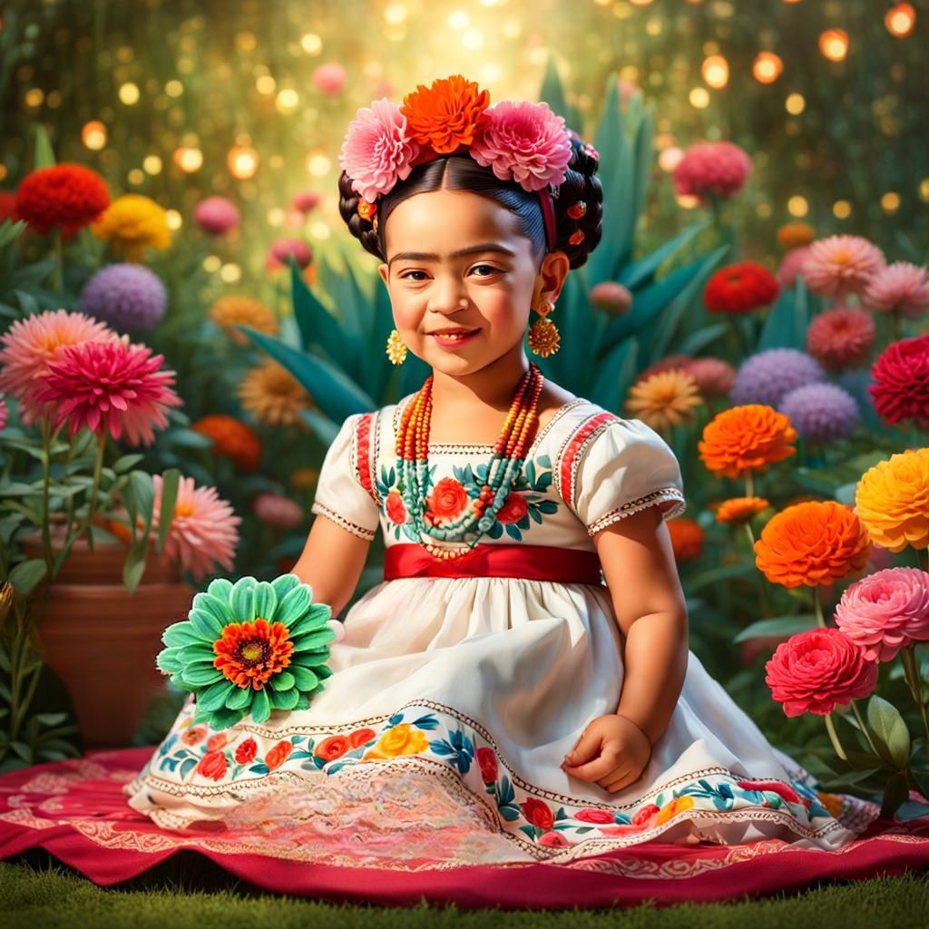 young Frida Kahlo - feliz en el jardín