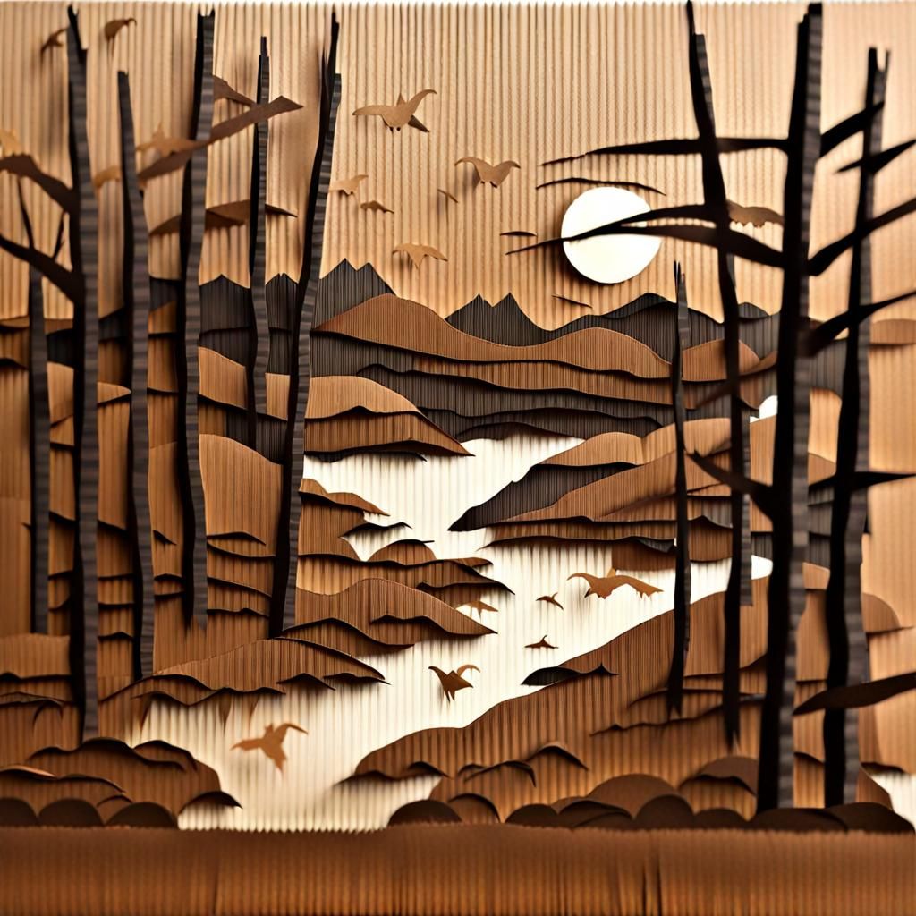 Landscape, Corrugated Cardboard  by @Sittin_On_A_Fence