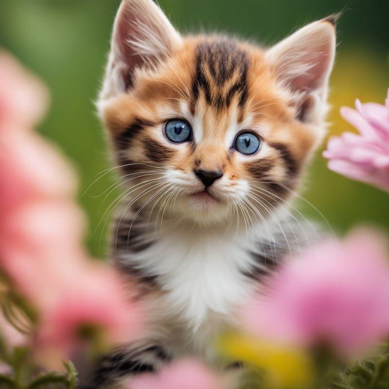 Kitty and flowers