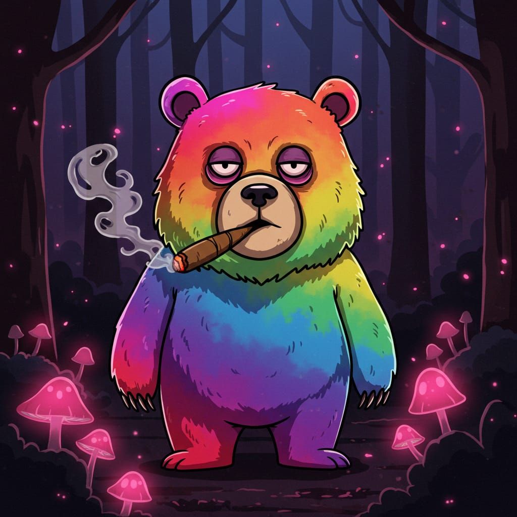 Rainbow Bear Smoking Cigar