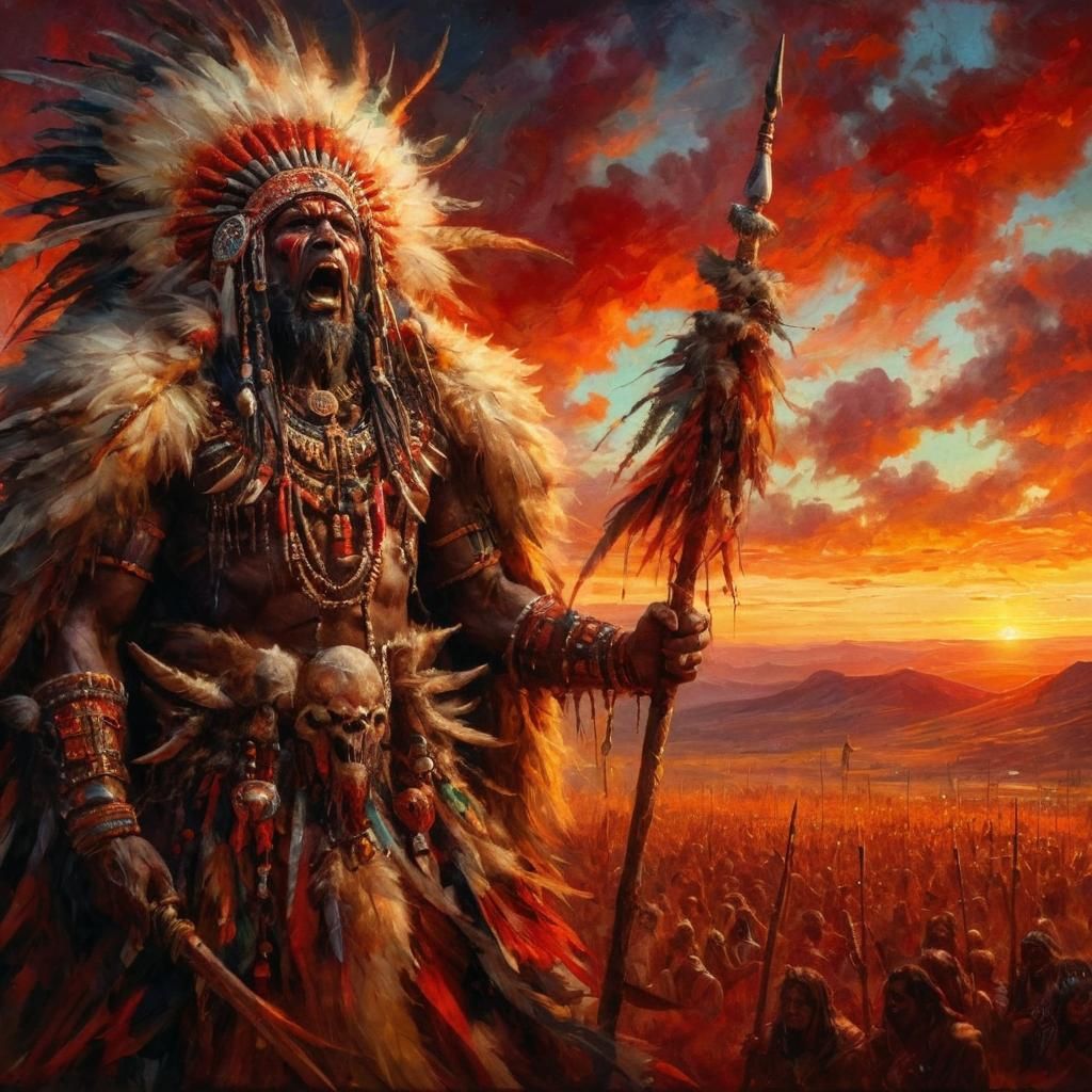 An awesome tribal chief talking his people into getting ready  by @Alan Elsam