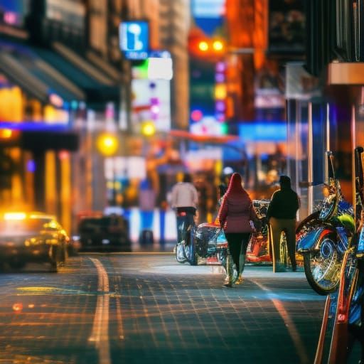 Busy city downtown. Professional photography, natural lighting, canon