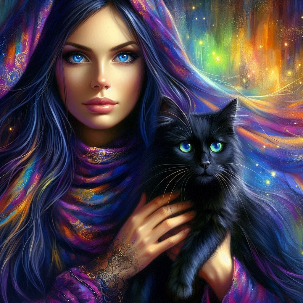 Woman and her cat