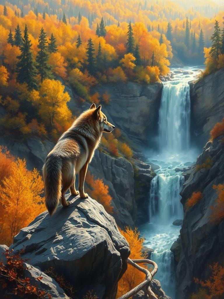  autumn waterfall 🍁 🍂   by @Deebee