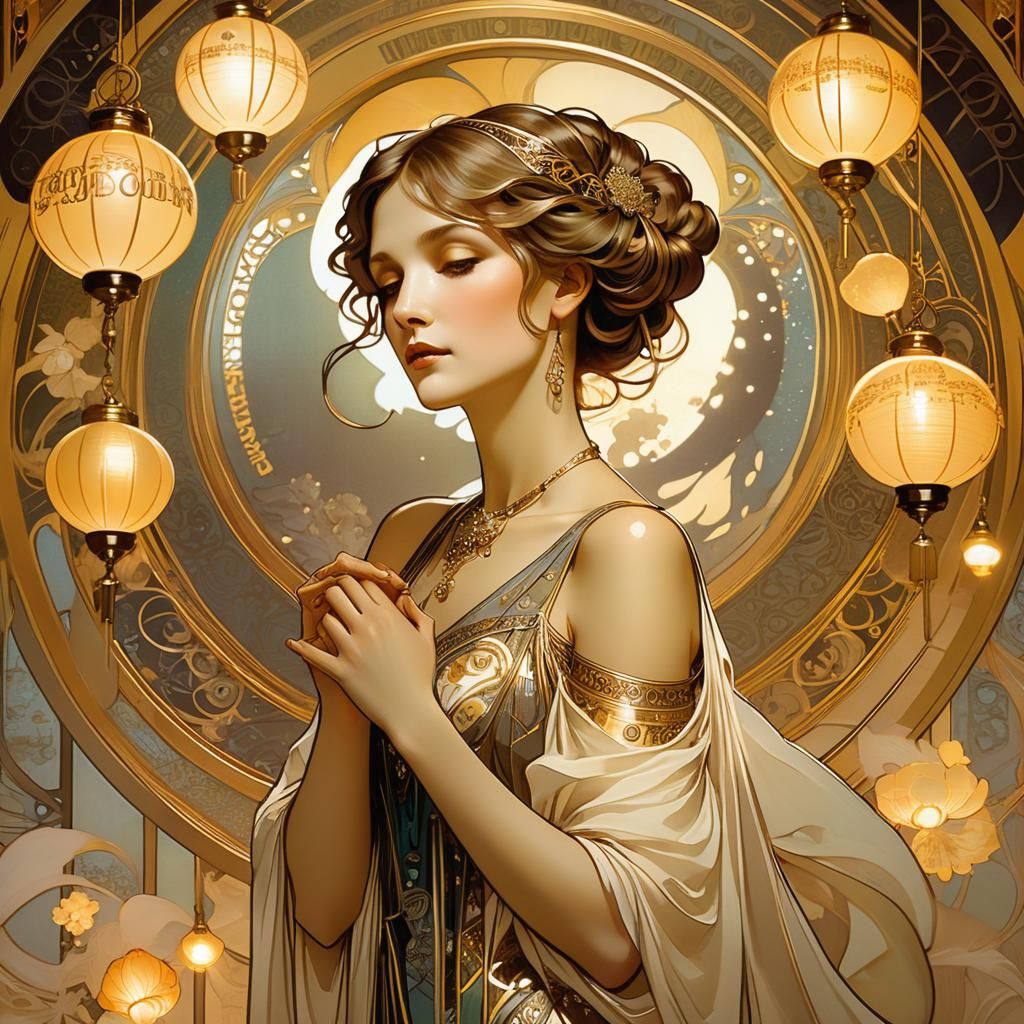 Art Nouveau Woman Golden