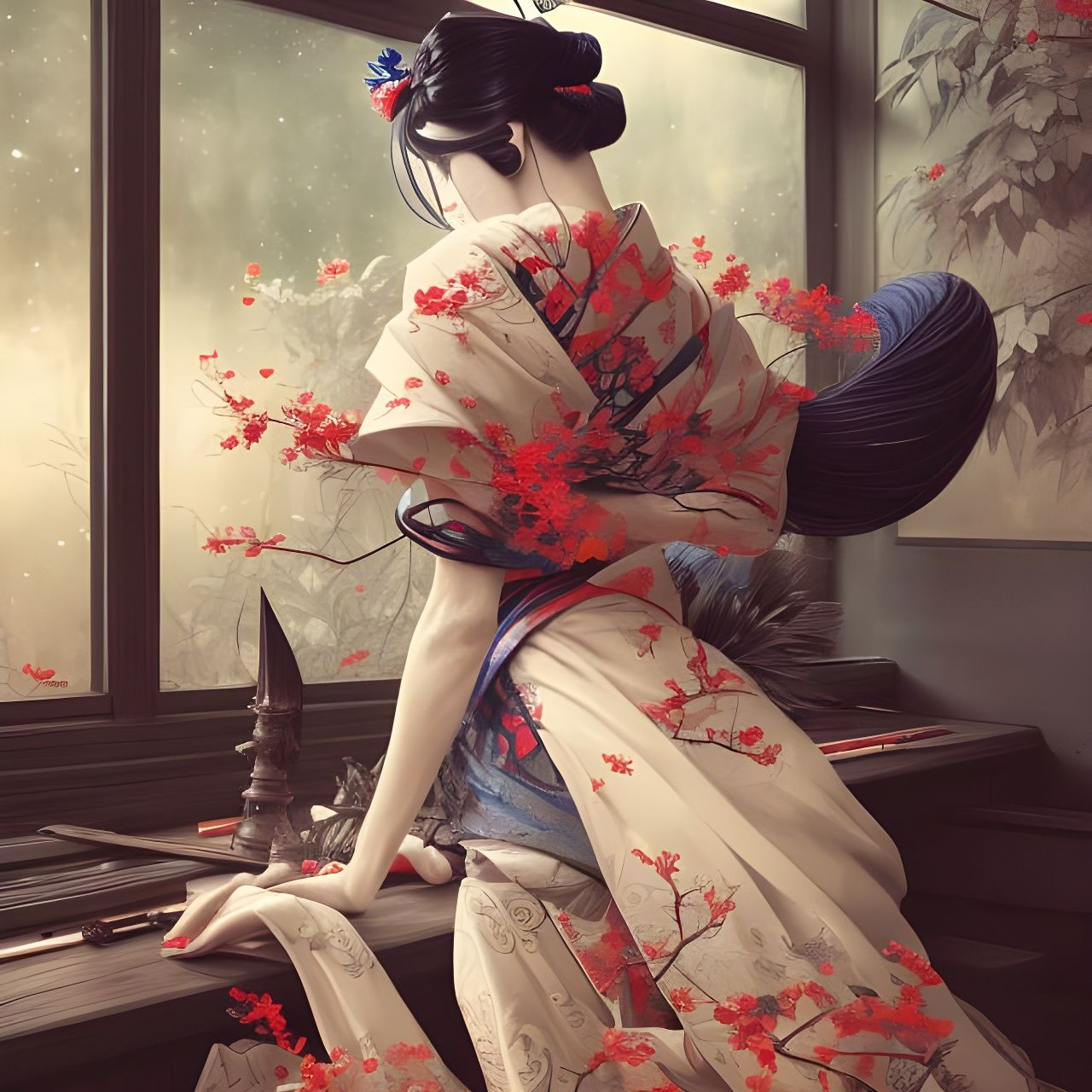 pensive geisha