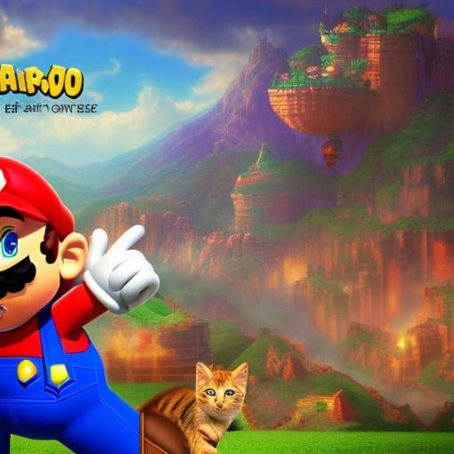 mario advertising memes with half of a cat