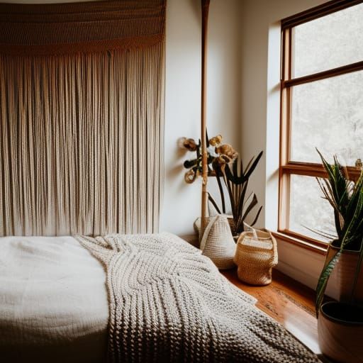 Mid-Century Boho Bedroom with Natural Light
