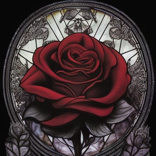 Icy Black Rose: Digital Art in Vivid Colors