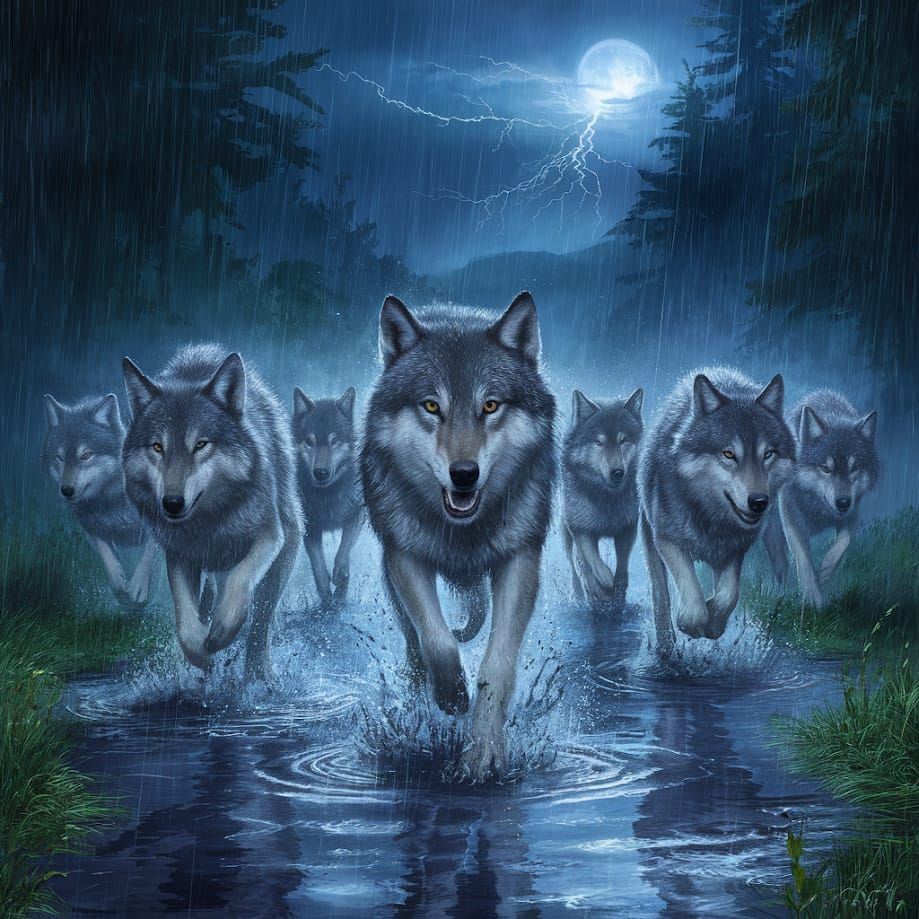 Wolf Pack in a Storm