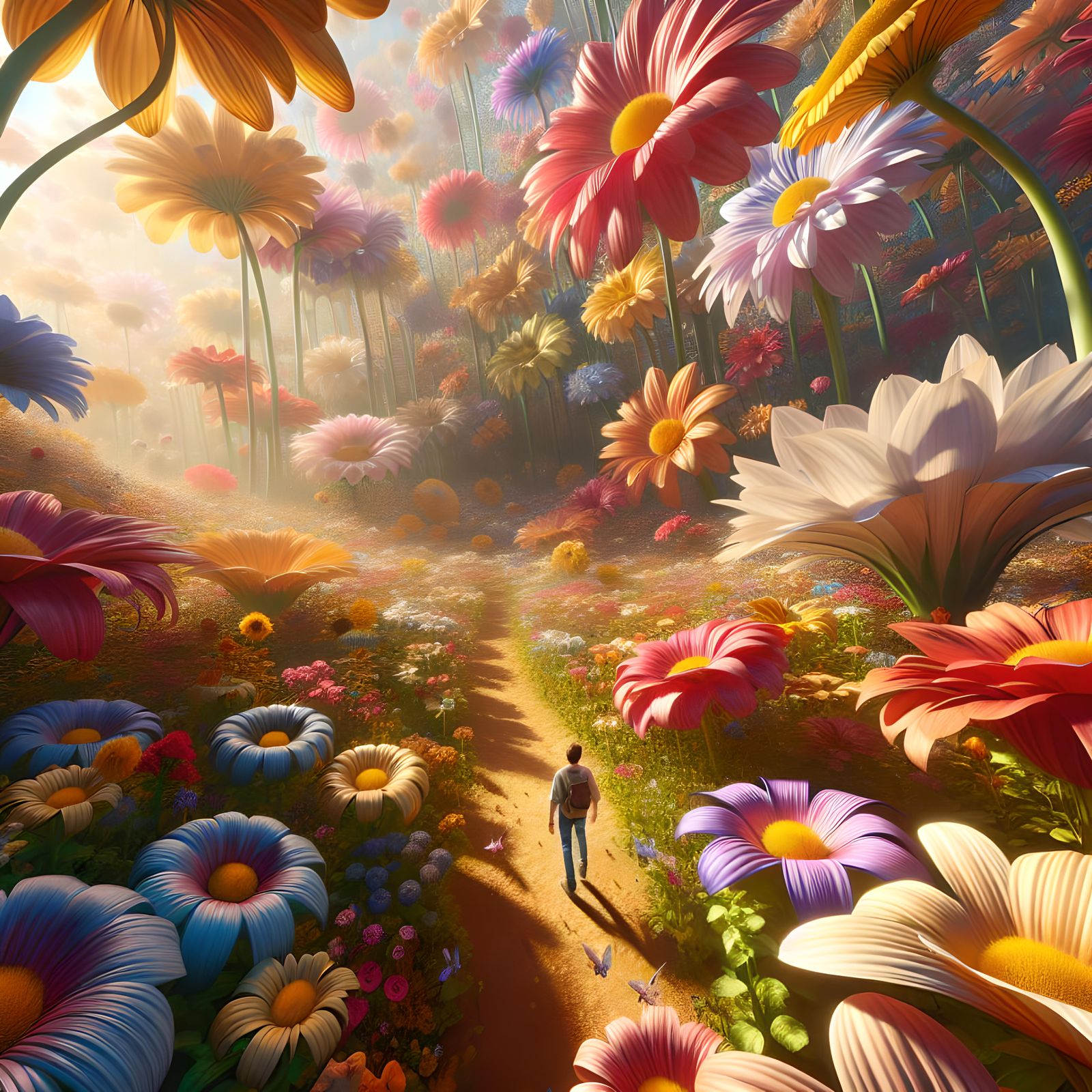 Imagine you are 1 inch tall walking through a field of beaut...