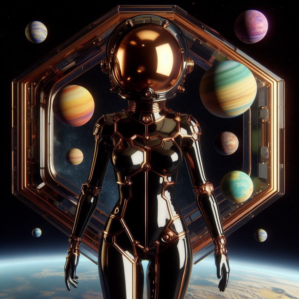 Woman in Space, lost in her thoughts drifting through another dimension.