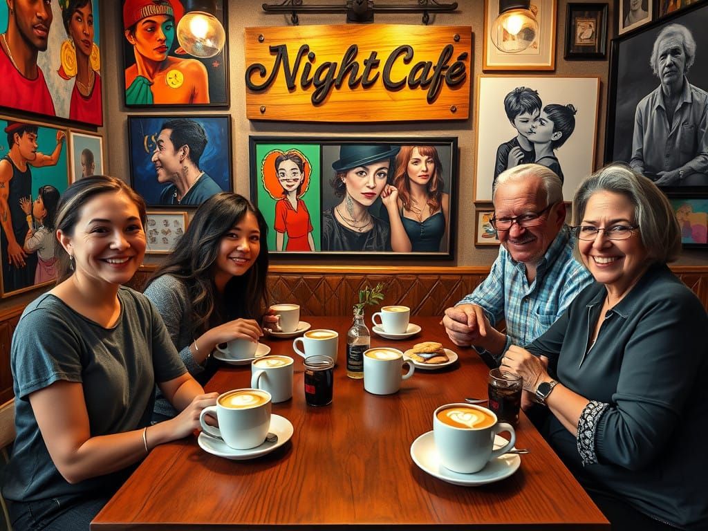 Spending hours at the NightCafé  by @Staircase Flash