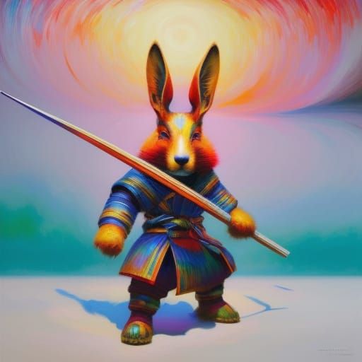 Samurai Rabbit Concept Art in Expressionist Style - AI Art