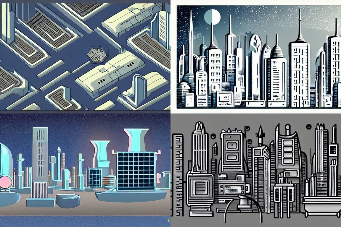 Sci-fi city in the style of Purism