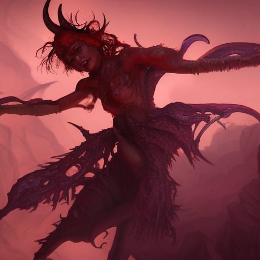 Demon girl dancing in hell