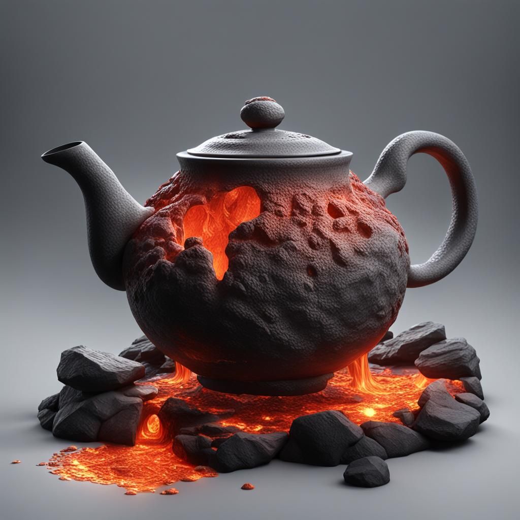 a   stone  lava  tea  pot ,photorealistic, masterpiece, brea...