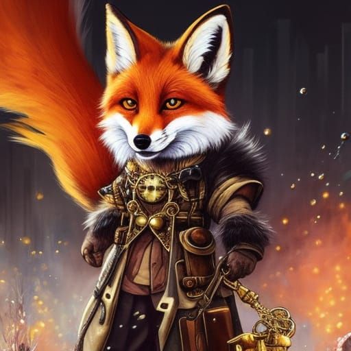 Fox (steampunk style) - AI Generated Artwork - NightCafe Creator