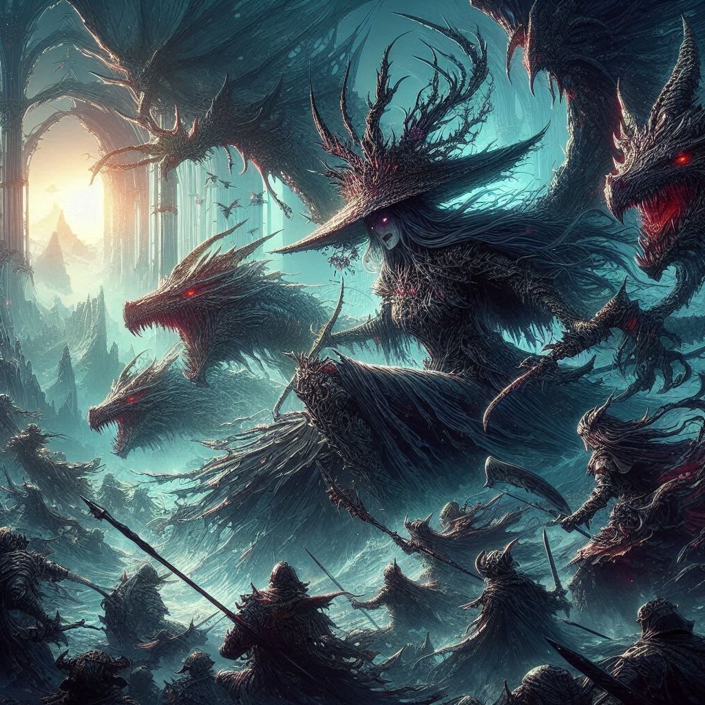 The Witch of Izalith and her Chaos Daughters attack the ance...