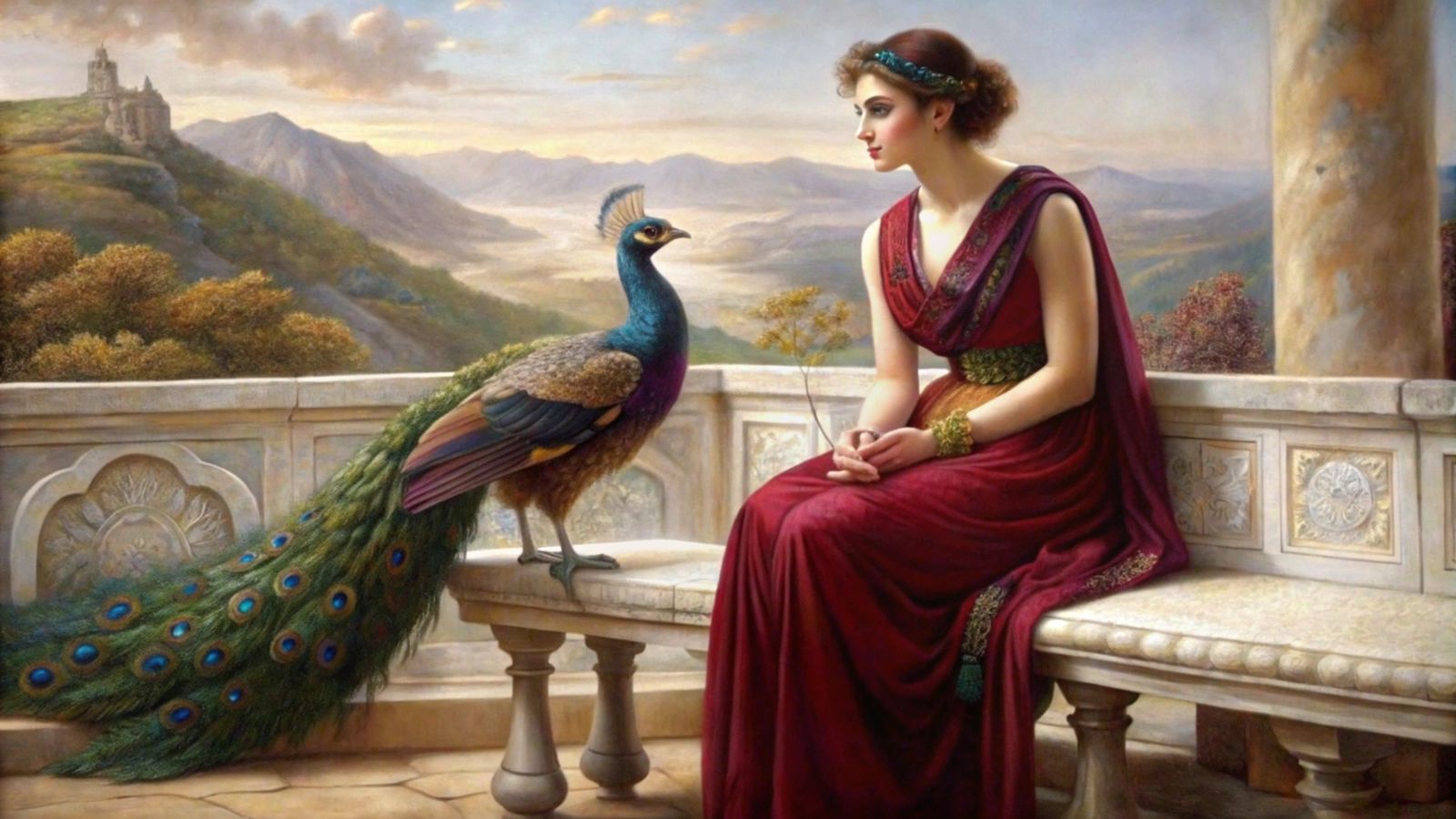girl with a peacock