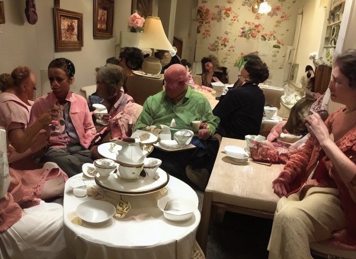 A tea party in the backrooms with almond water.