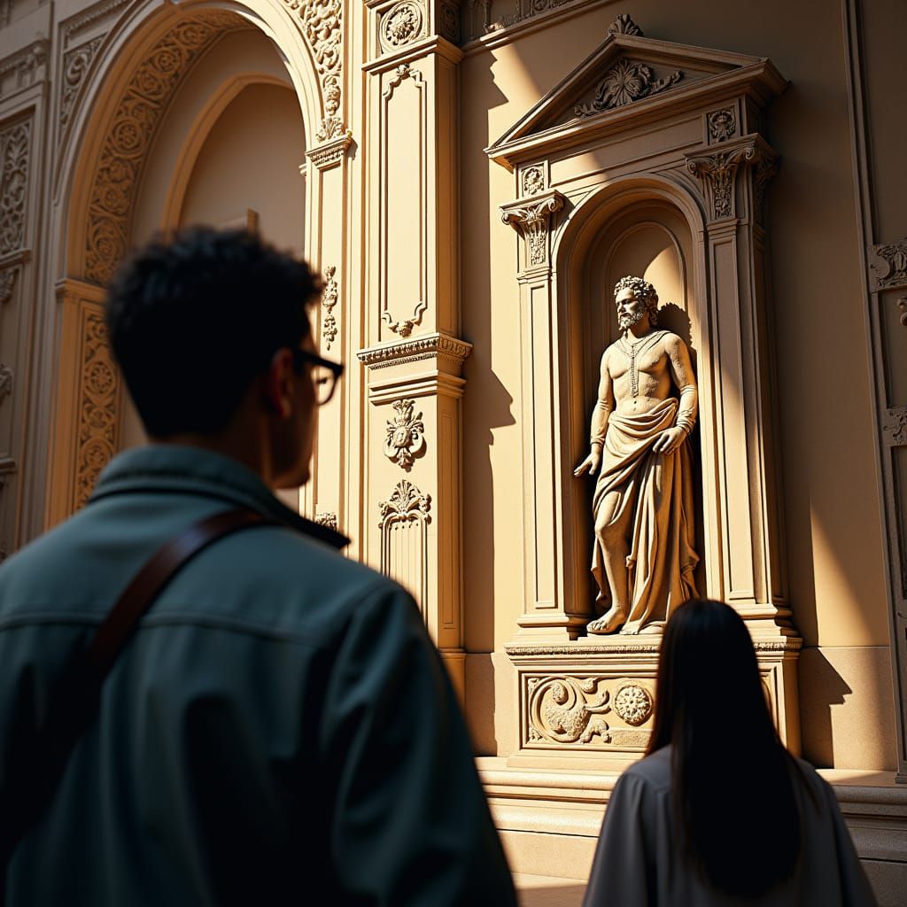 Ornate Bronze Relief on Gothic Church Exterior