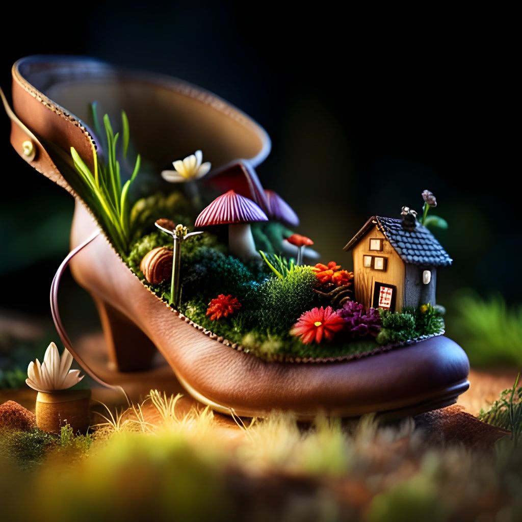 Tiny garden in a leather shoe  by @Kle00