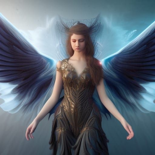 Angel with wings and Halo - AI Generated Artwork - NightCafe Creator