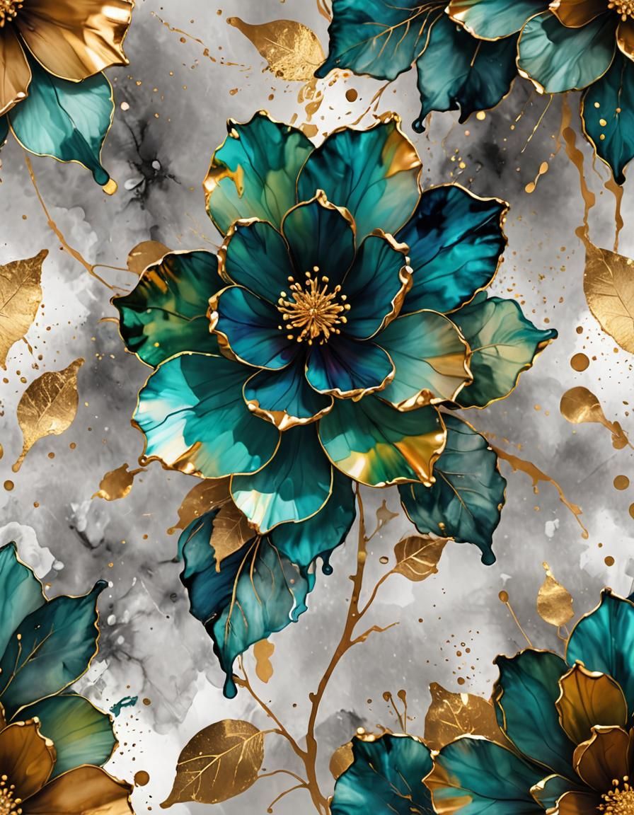 A bold vibrant abstract flower, painted on a textured grunge background :: inspired by artist style of ...  by @g r r c