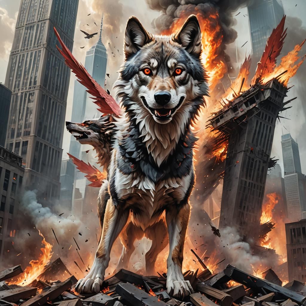 They destroy the twin towers in a battle with airplanes with...