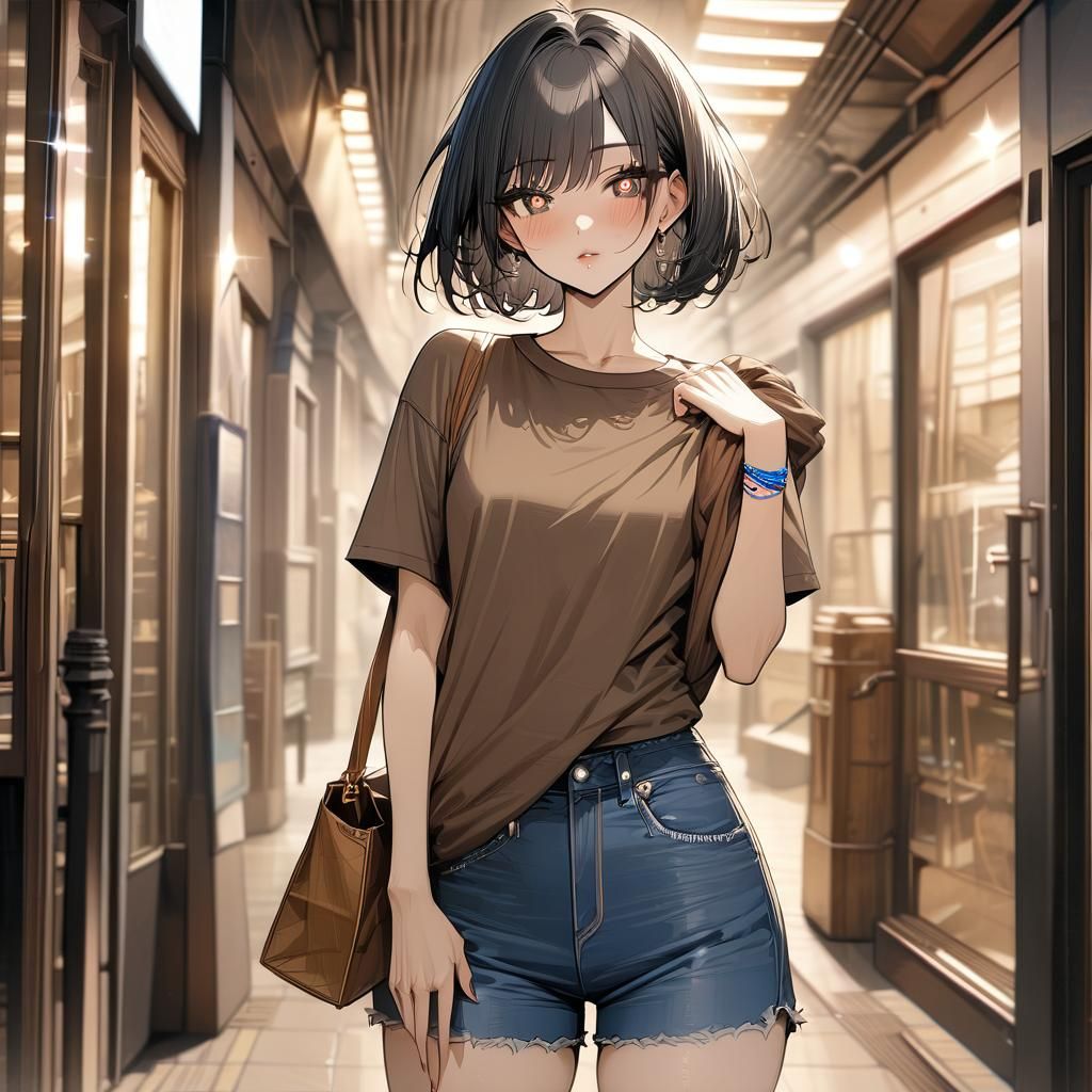 Anime Girl with Heart Pupils and Bob Cut