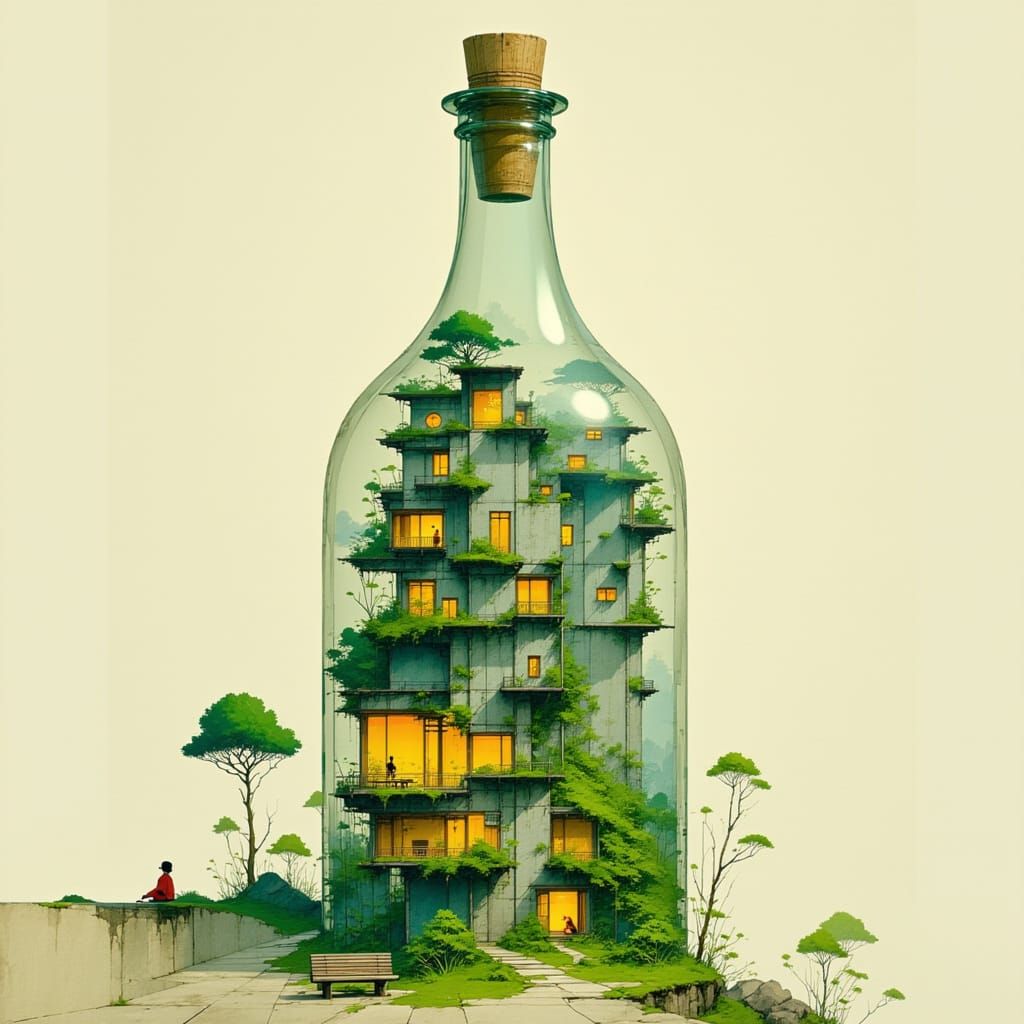 Apartment Building in a Bottle: Dreamlike Vertical City