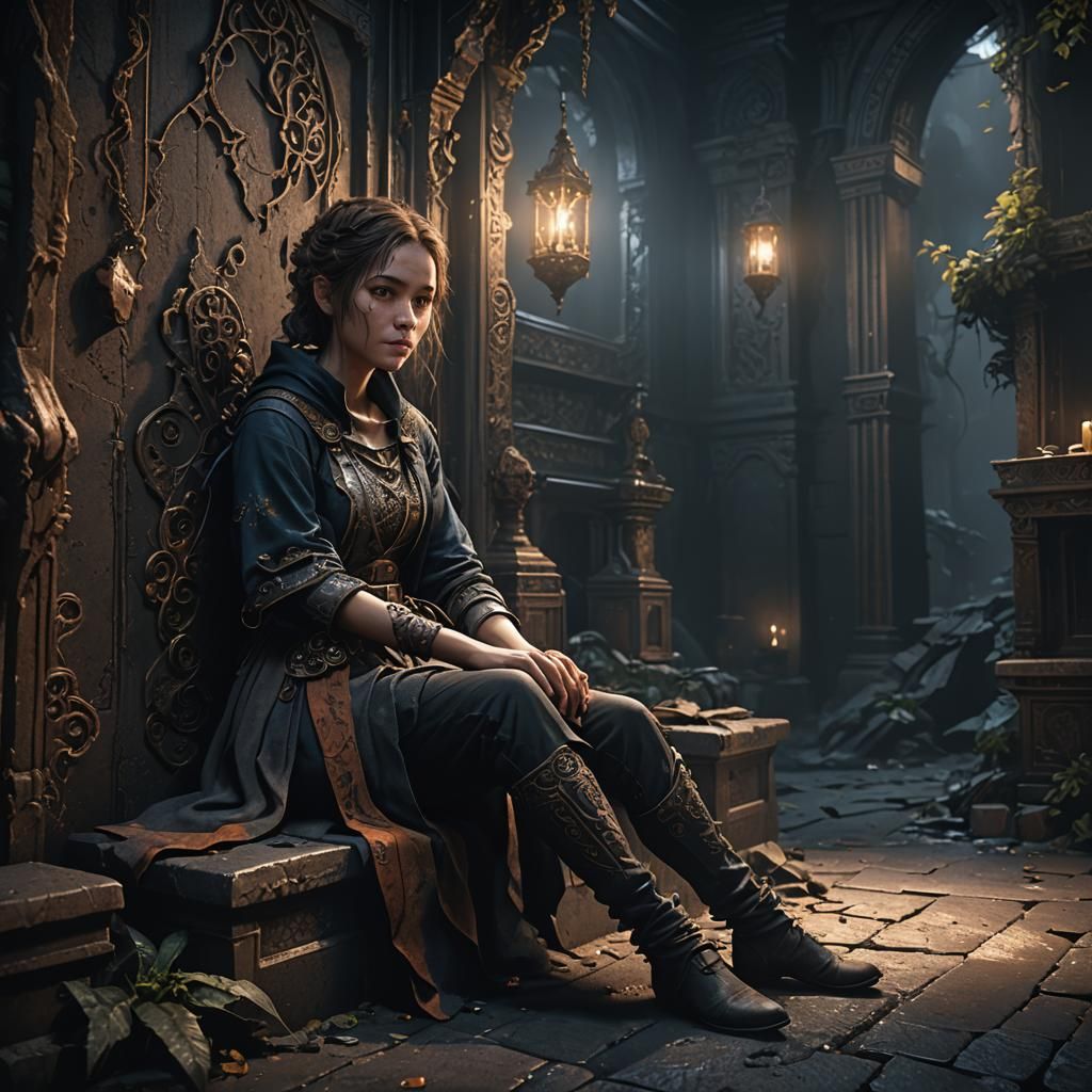 one girl sitting in a completely dark corner