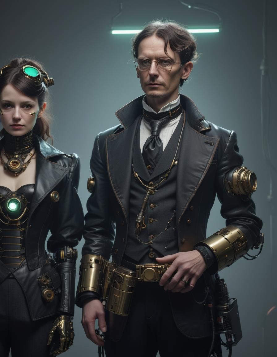 Victorian Inventor Transforms to Cyberpunk Engineer