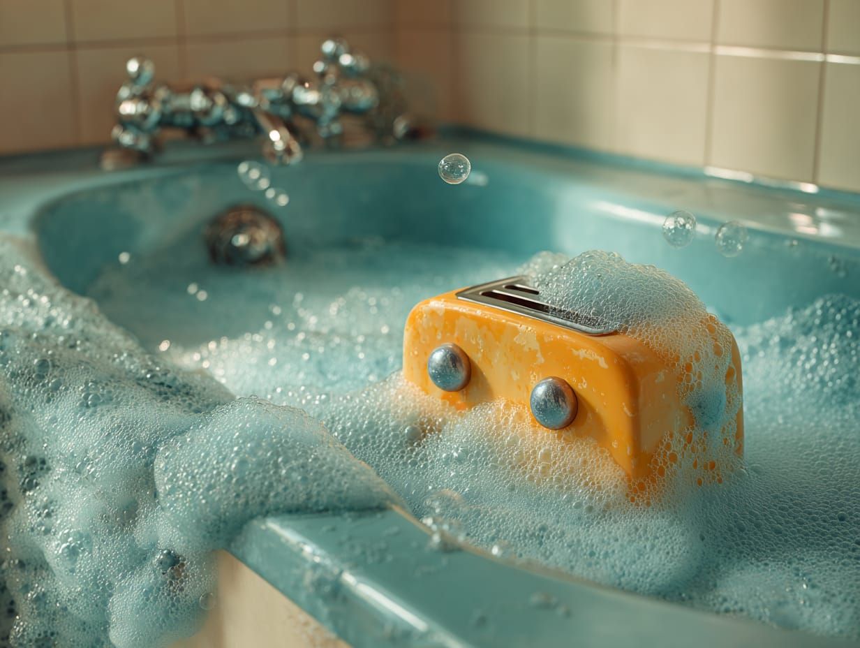 A Toaster Taking a Relaxing Bath