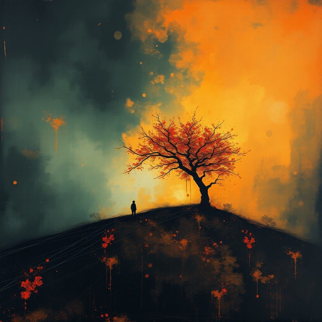 grunge, spectral texture, Helen Cottle, Affandi.

tormented fire shadow, lone tree hill  by @Wavy Dash