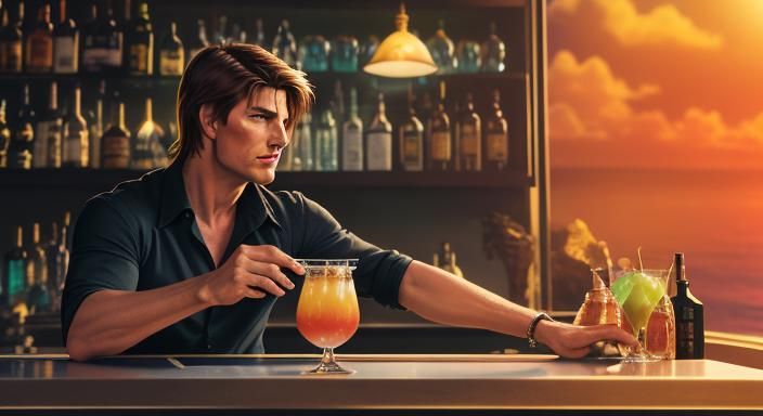 Cocktail movie scene with Tom Cruise making an exotic cockta...