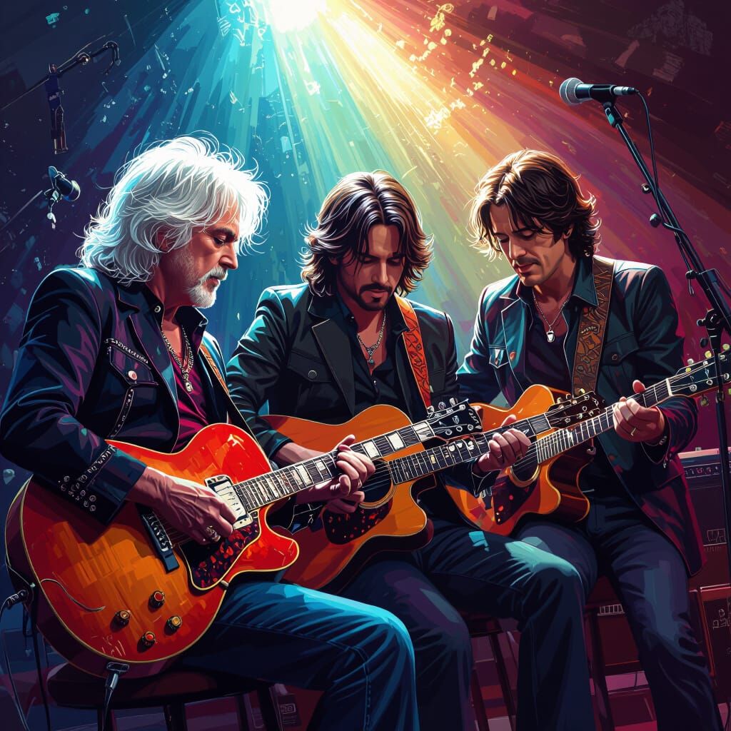 Guitar heroes jam jimmy page ,jeff buckley, lindsay buckingham , tommy emmanuel , roland orzabel , acoustic and electric