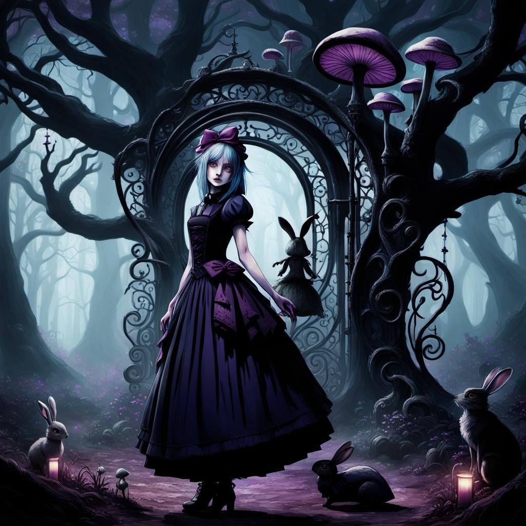 Emo dark Alice in wonderland 
Mad hatter and rabbit in the b...