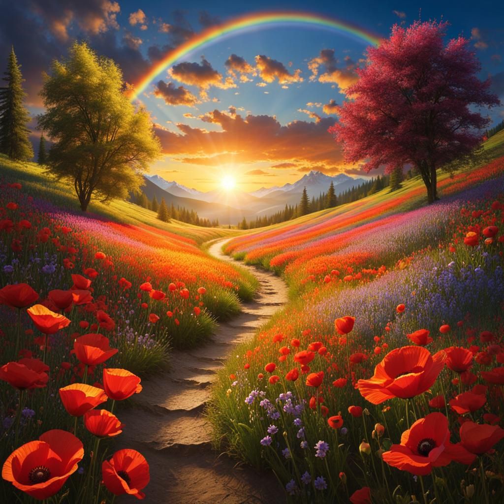 Pathway Through A Poppy Meadow  by @Angie-Grace 