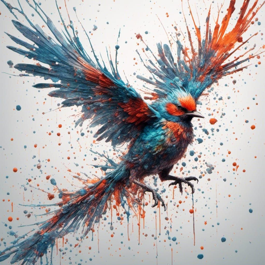  <lora:Lux:1.0> Splash art watercolour bird by Carne Griffiths, 8k resolution 