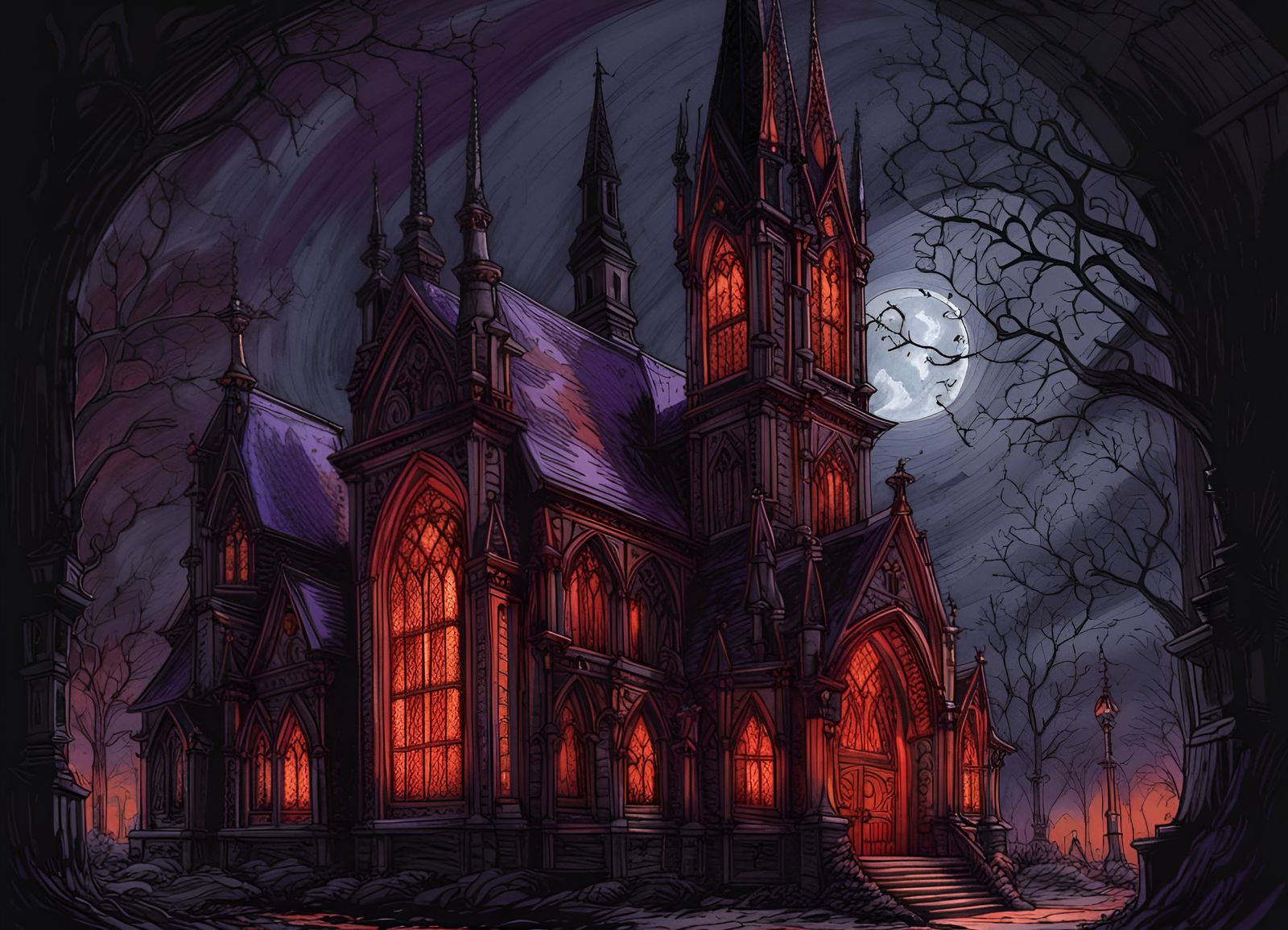 Gothic Church in Haunted Woods  by @TabbyCatXIII