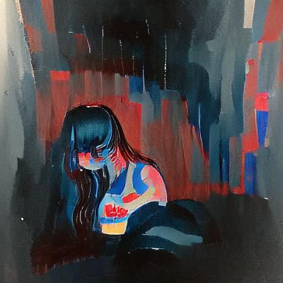Sad girl in the darkness