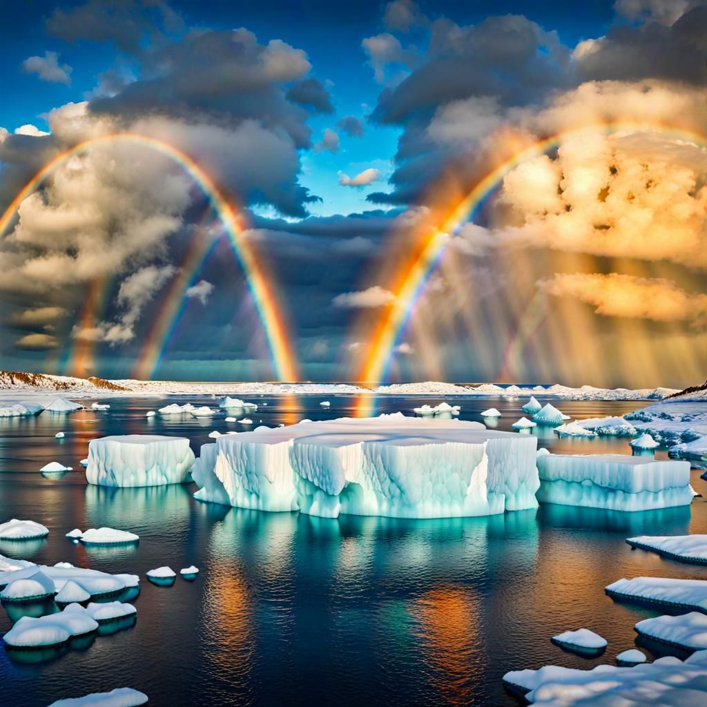 HIGH MULTIPLE LAYERS OF ICE CLOUD REFRACTING TWO CIRCULAR Ra...