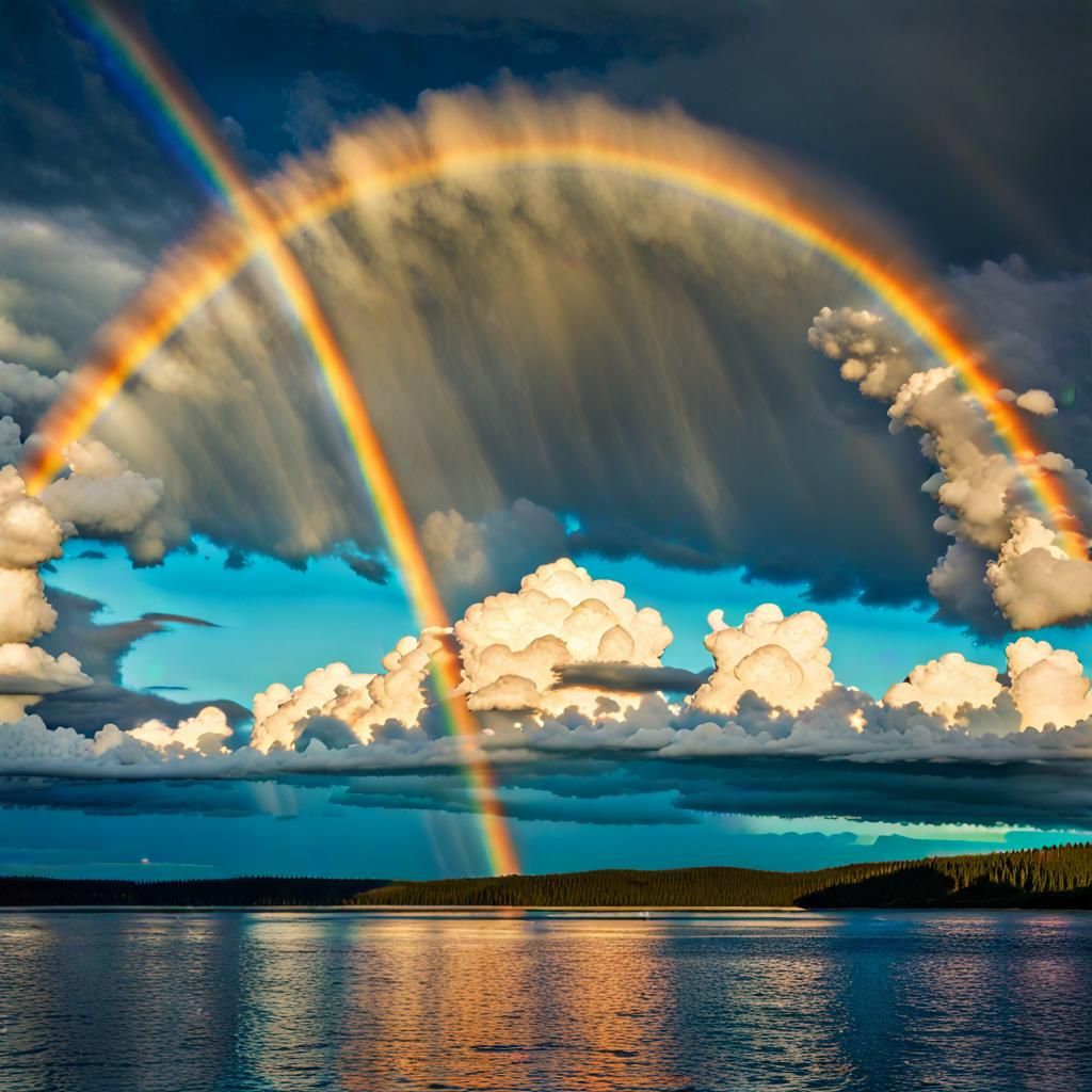 HIGH MULTIPLE LAYERS OF ICE CLOUD REFRACTING TWO CIRCULAR Ra...