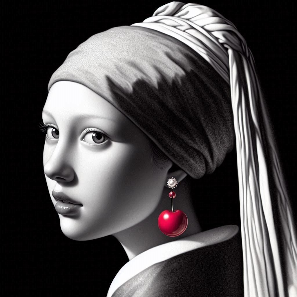 The girl with a cherry earring