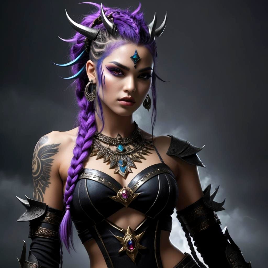 Divine Demon Queen with Cyberpunk Hairstyle
