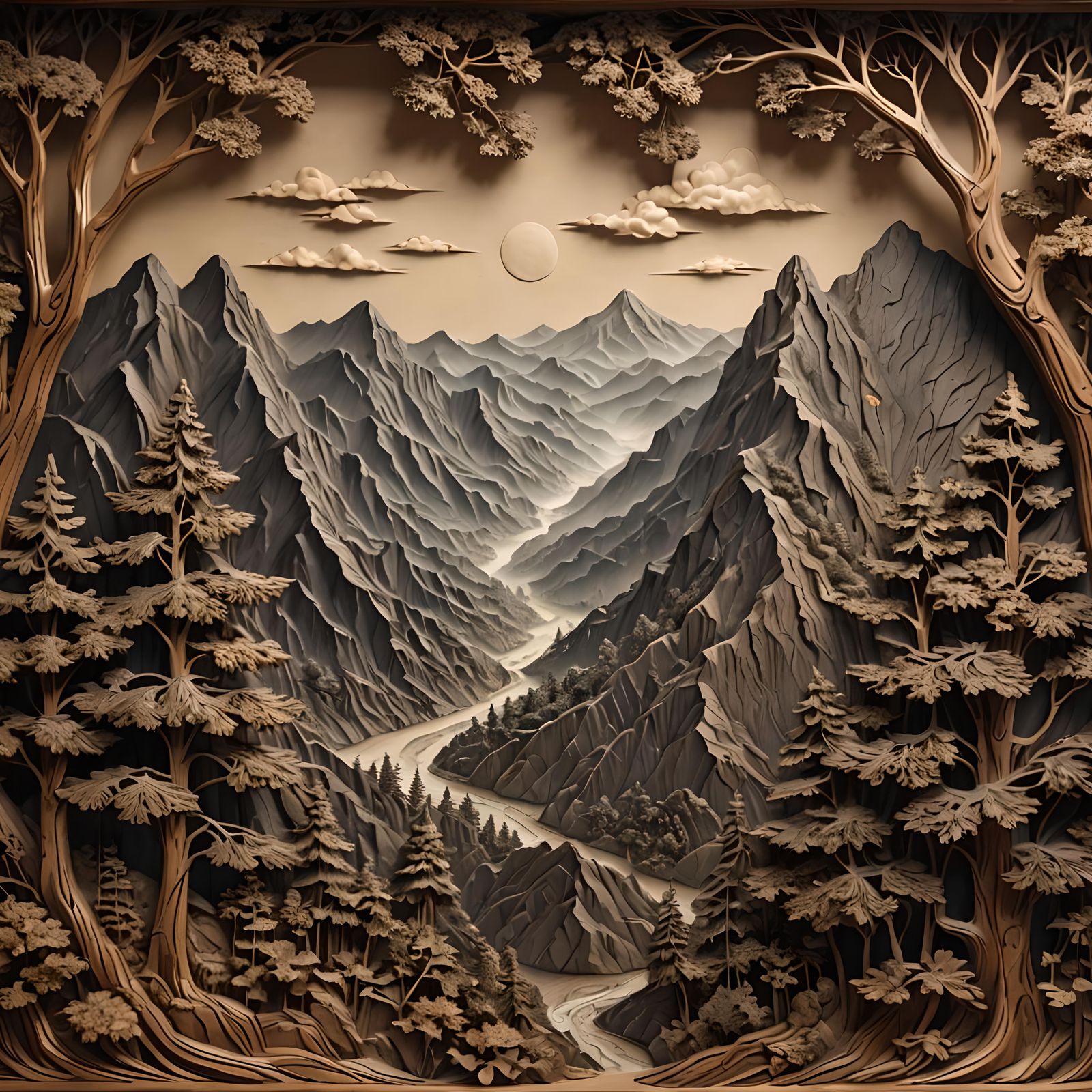 Intricately Carved Mountain Landscape   by @TickBushTom