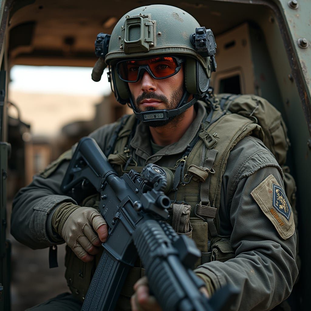 Israeli Soldier in Merkava Tank Combat Gear