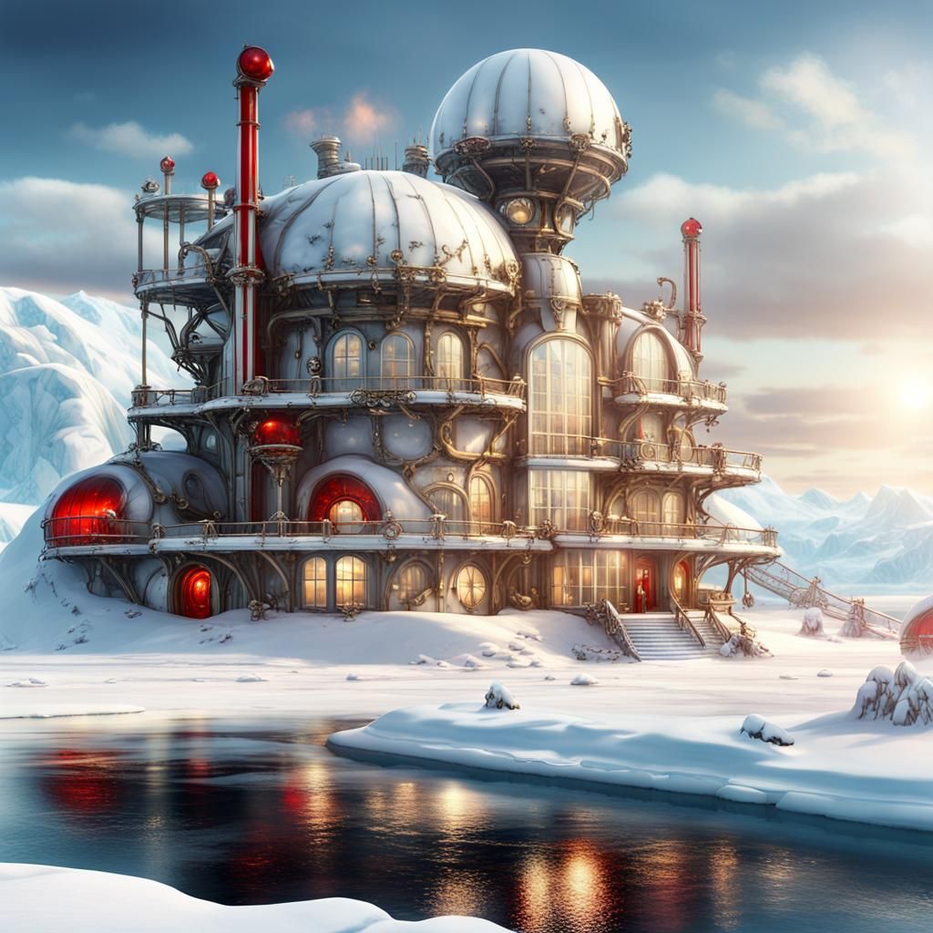 Steampunk North Pole Research Facility  by @Atlaxa